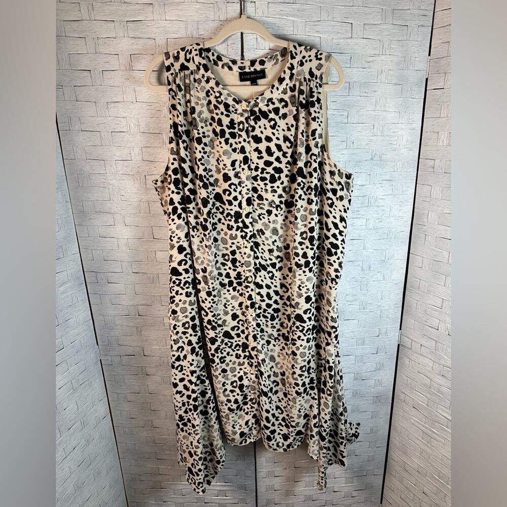 Lane Bryant Womens Dress Sleeveless Animal Print Asymmetrical Romantic Plus Size